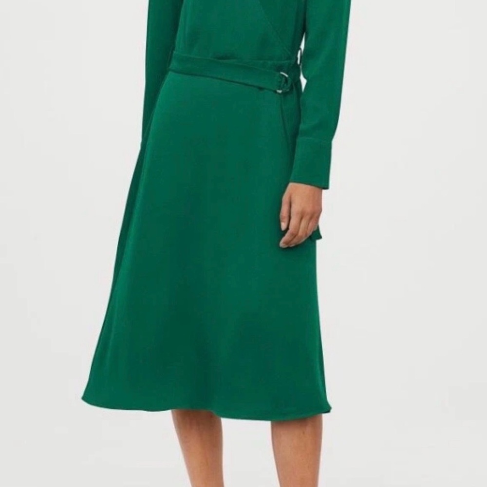 H&M faux-wrap knee-length dress. 
Size 2